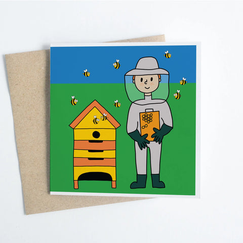 Beekeeper at Happy Farm greeting card