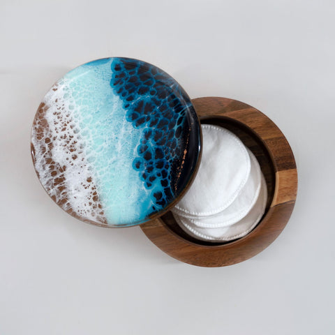 Wooden Bowl with Sliding Resin Lid
