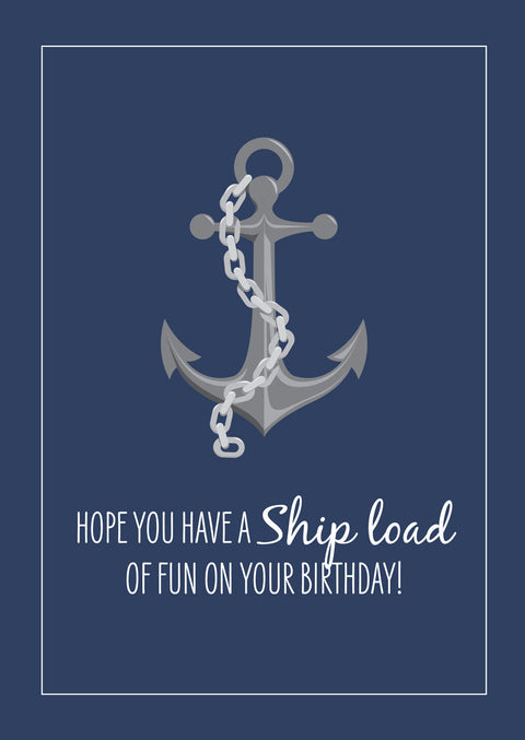Anchor and Chain Nautical Birthday Card
