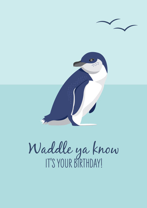 Little Blue Penguin Birthday Card