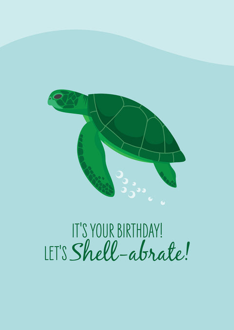 Green Turtle Birthday Card