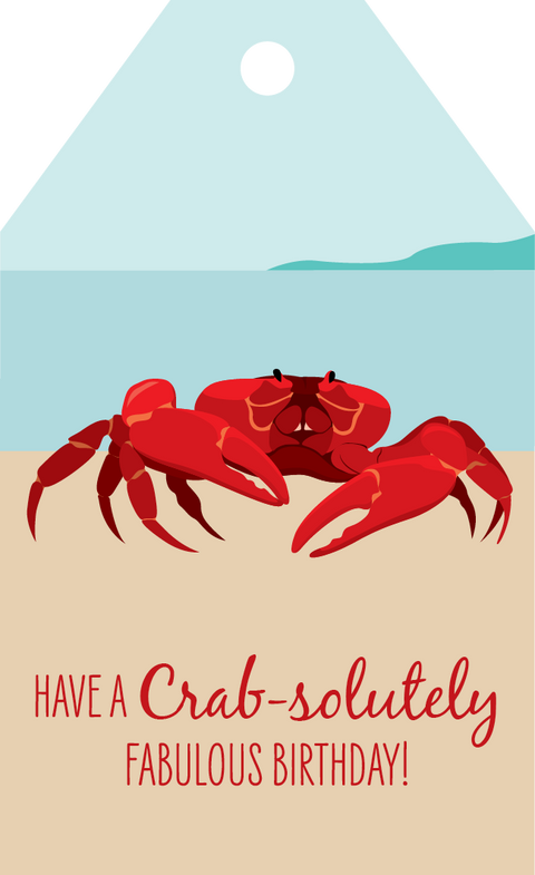 Red Crab Birthday Gift Tag