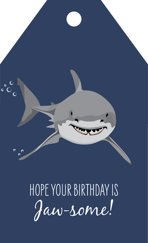 Great White Shark Birthday Gift Tag