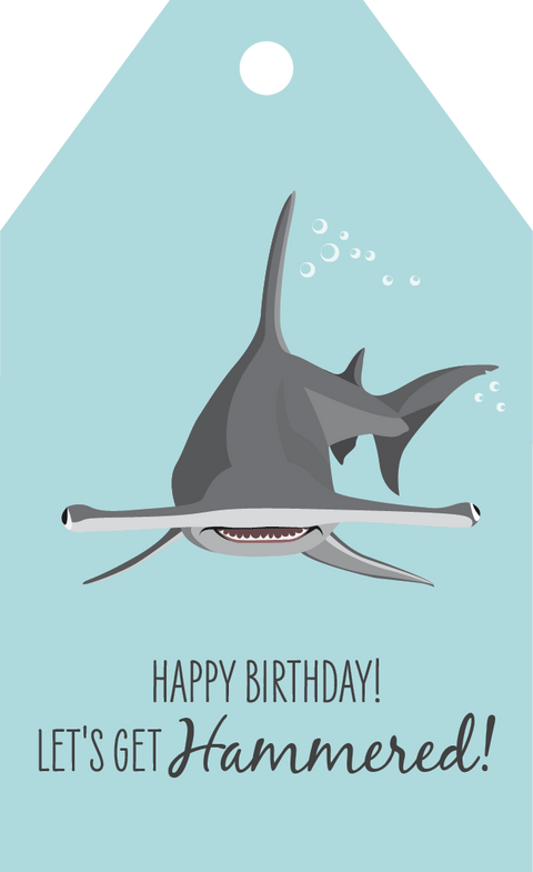 Hammerhead Shark Birthday Gift Tag