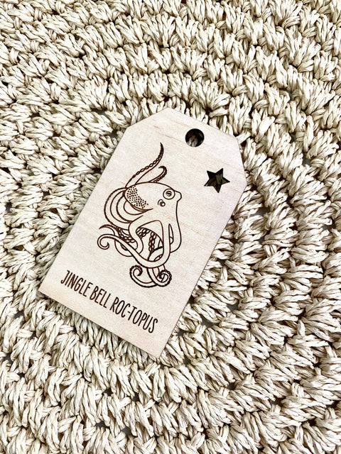 Octopus Wooden Christmas Swing Tag