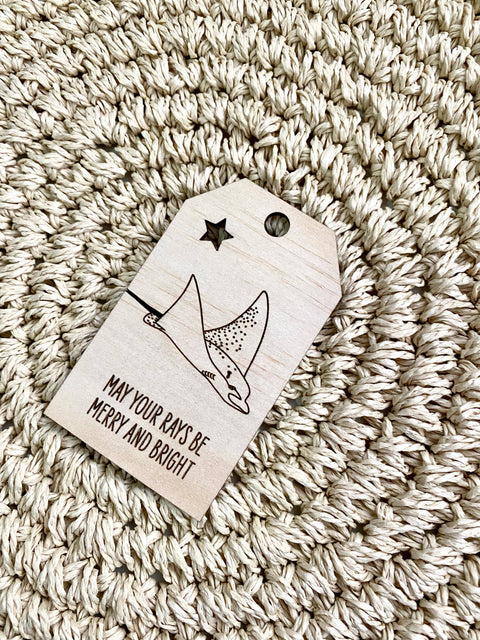 Spotted Eagle Ray Wooden Christmas Swing Tag