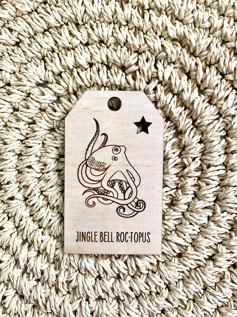 Octopus Wooden Christmas Swing Tag