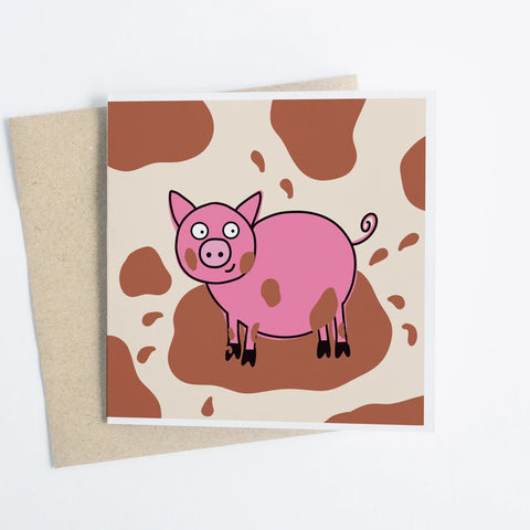 Pig at Happy Farm greeting card