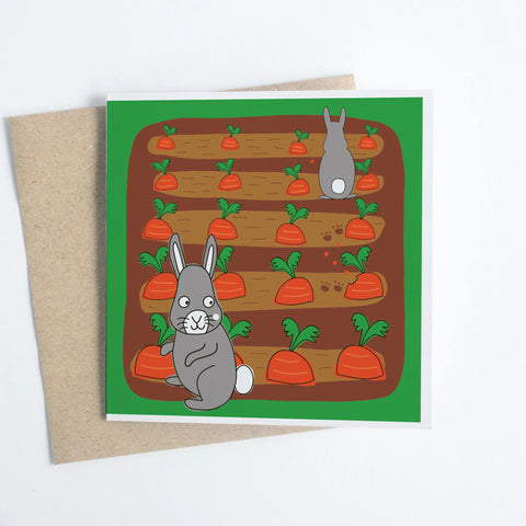 Cheeky Rabbit at Happy Farm greeting card