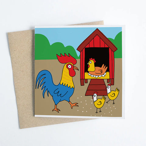 Rooster at Happy Farm greeting card