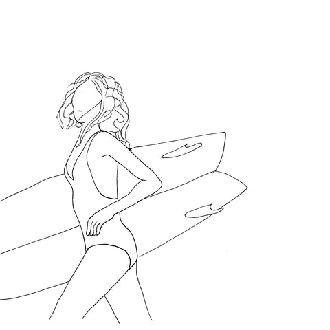 Black and white Charlie surf art sketch