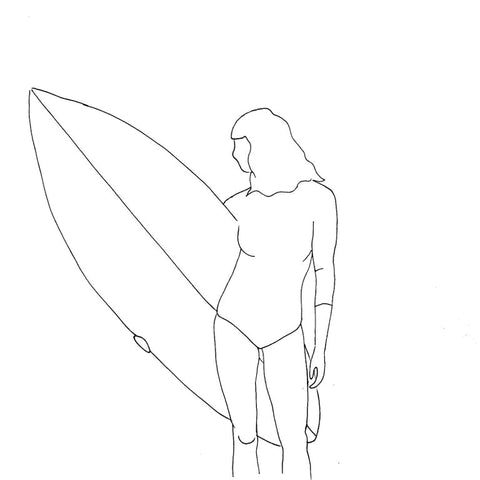 Black and white Leisa surf art sketch