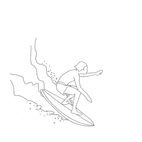 Black and white Ollie surf art sketch