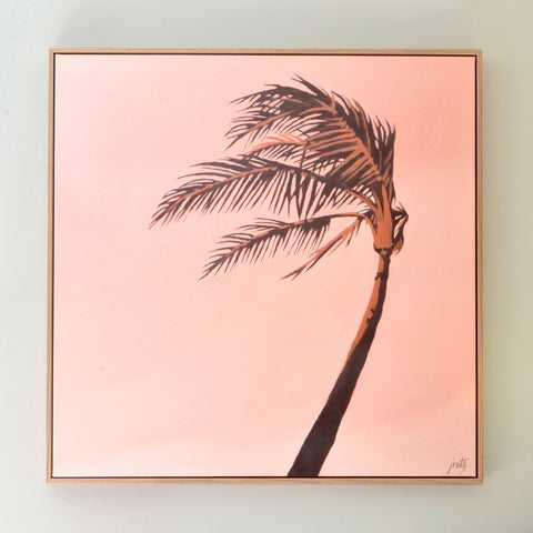 minimalist palm tree in the wind by original australian artist