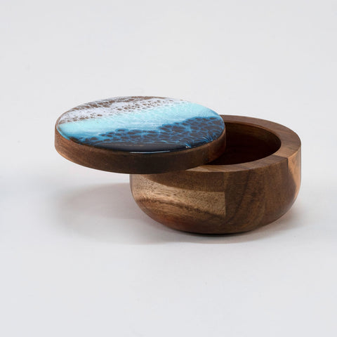 Wooden Bowl with Sliding Resin Lid